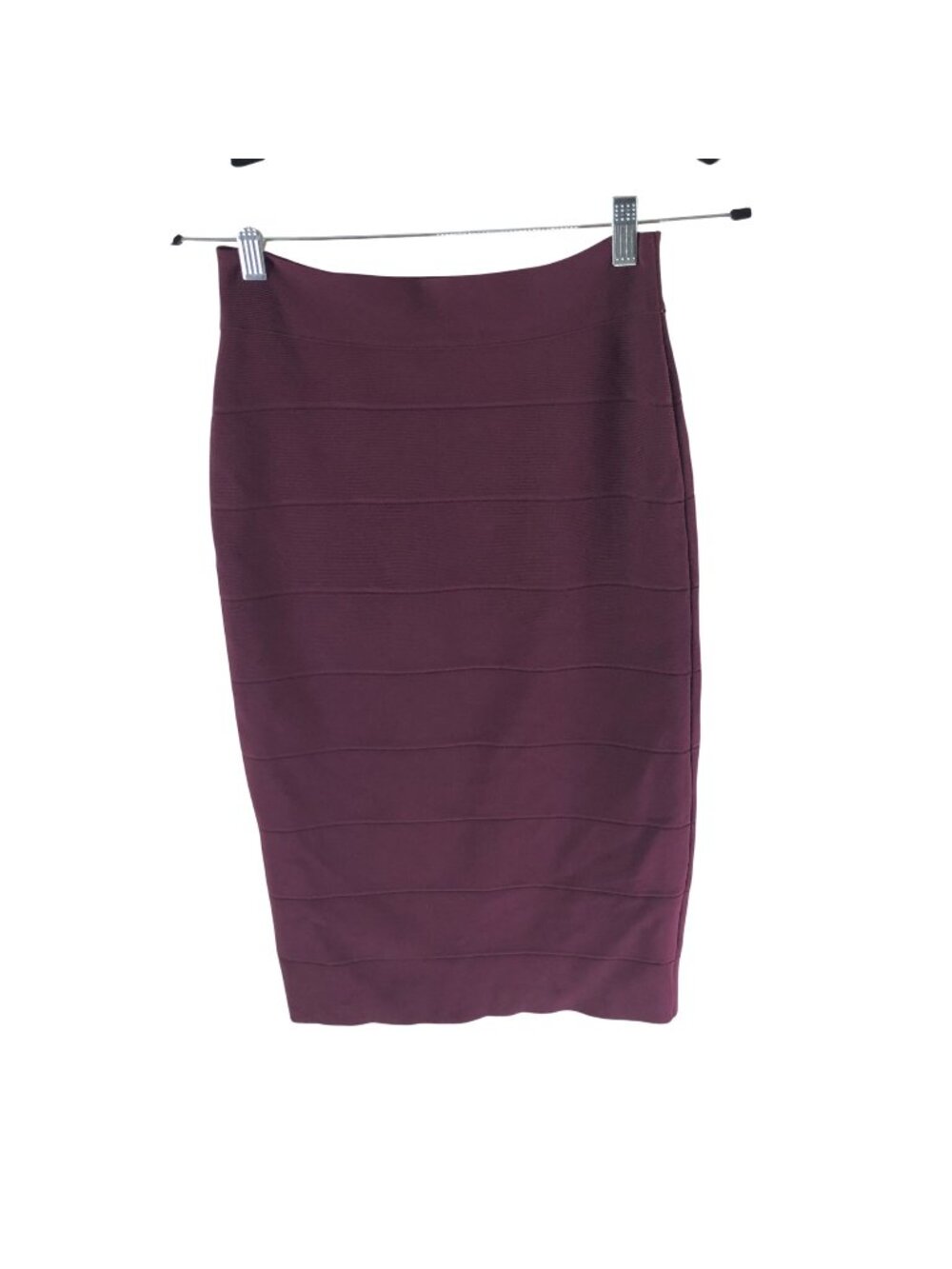 BCBG Max Azria Bordeaux Purple Bandage Midi Pecil Skirt Size M Rayon Blend
